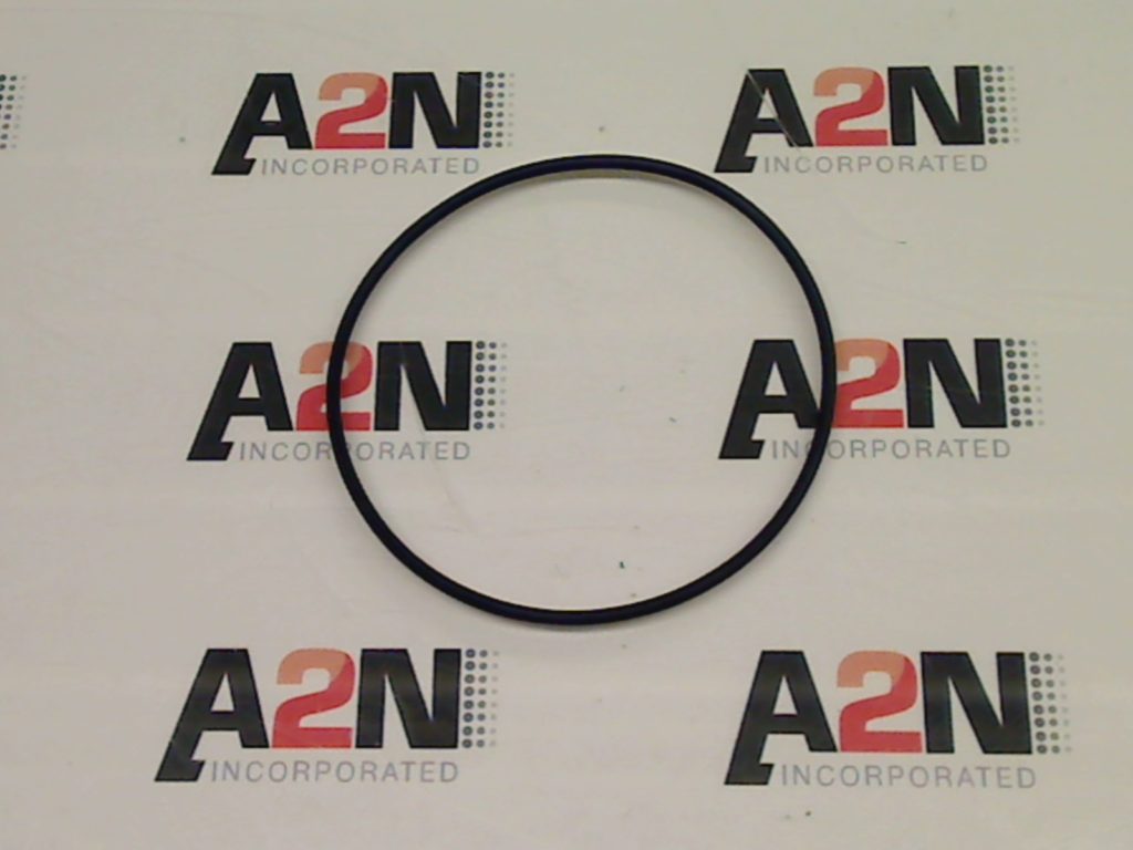 Black circular rubber O-ring on white background.